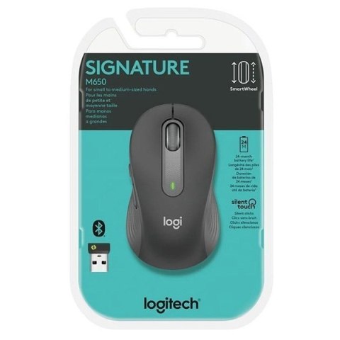 Mysz bezprzewodowa, Logitech M650, szara, optyczna, 2000DPI