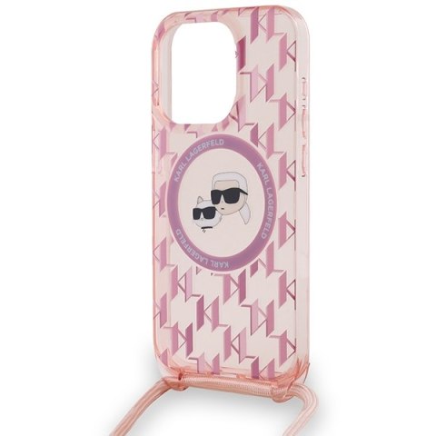 Karl Lagerfeld KLHMP15XHCKCKLCP iPhone 15 Pro Max 6.7" różowy/pink hardcase IML Crossbody Monogram Karl & Choupette Head MagSafe