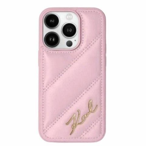 Karl Lagerfeld KLHCP14XPQDSMGP iPhone 14 Pro Max 6.7" różowy/pink hardcase Diagonal Quilted Script