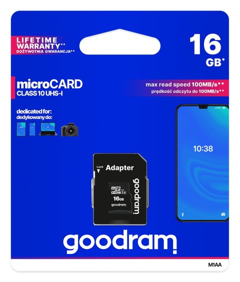 Karta pamięci microSD 16GB UHS-I Goodram z adapterem