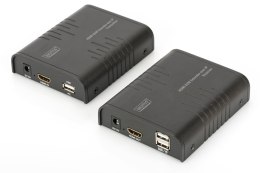 Przedłużacz/Extender DIGITUS KVM HDMI+USB 120m po Cat.6 UTP/IP 1080p FHD 60Hz audio (zestaw)