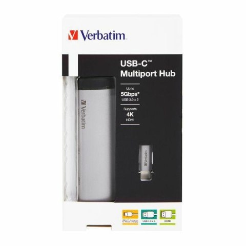Verbatim Adapter Hub USB-C - USB-C/ 2xUSB-A 3.0/HDMI aluminium/aluminum 49140