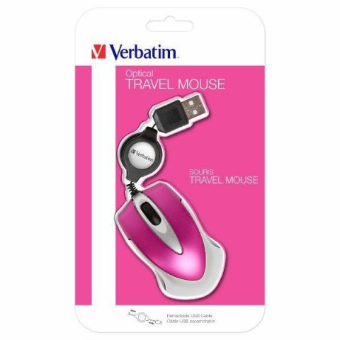 Verbatim Mysz optyczna Go Mini USB-A 1000 dpi różowy/hot pink 49021