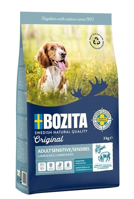 Bozita Original Adult Sensitive Jagnięcina i Ryż - sucha karma dla psa - 3 kg