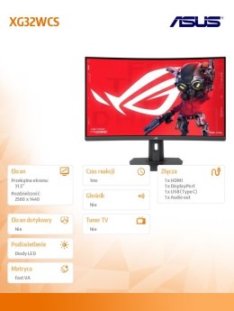 Monitor 32 cale XG32WCS ROG S 180Hz DP HDMI USB-C