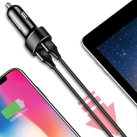 USAMS Ład. sam. 2xUSB C1 2,1A LED czarny/black CC45GC01 (US-CC045)
