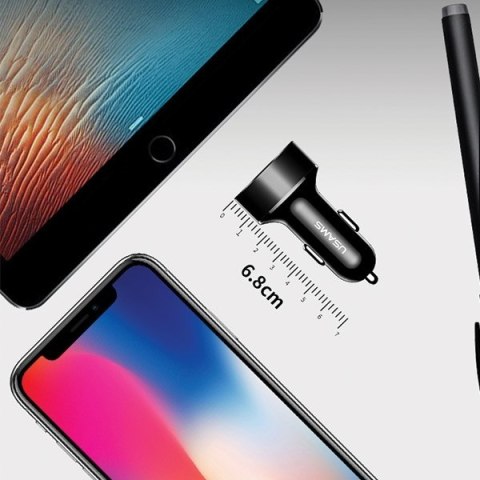 USAMS Ład. sam. 2xUSB C1 2,1A LED czarny/black CC45GC01 (US-CC045)