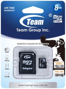 Karta pamięci microSDHC Team Group Class 10 8GB + Adapter SD