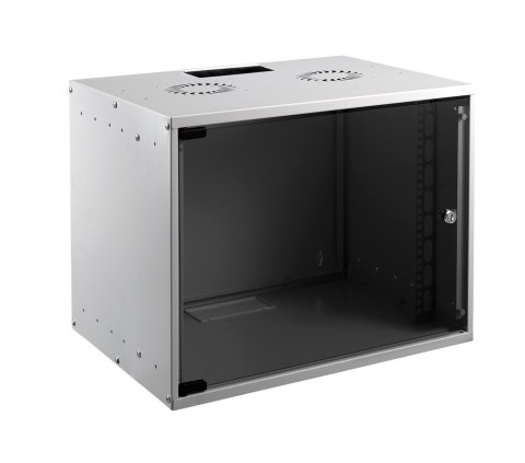 MIRSAN SZAFA RACK 19" WISZĄCA 9U 400MM SZARA SZKLANE DRZWI FLAT PACK ( DO SAMODZIELNEGO MONTAŻU )