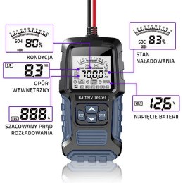 Cyfrowy tester akumulatora z wyświetlaczem LCD | 12V | 24V | 3Ah-250Ah