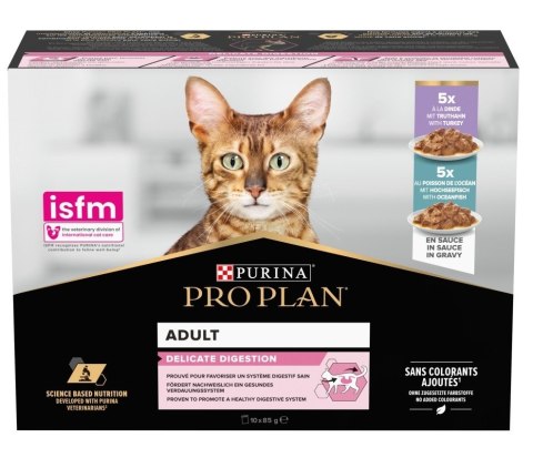 PURINA Pro Plan Delicate Indyk ryba w sosie Multipack - mokra karma dla kota - 10x85 g