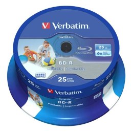 Verbatim BD-R SL, Hard Coat protective layer 25GB, spindle, 43811, 6x, 25-pack, do archiwizacji danych