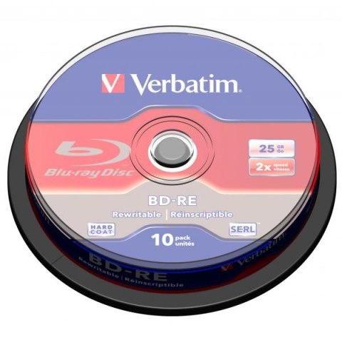 Verbatim BD-RE, Single Layer ScratchGuard Plus, 25GB, cake box, 43694, 2x, 10-pack, do archiwizacji danych