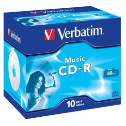 Verbatim CD-R, 43365, MusicLife PLUS, 10-pack, 700MB, 24x, 80min., 12cm, bez możliwości nadruku, jewel box, Standard, do archiwi
