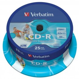 Verbatim CD-R, 43439, DataLife PLUS, 25-pack, 700MB, Super Azo, 52x, 80min., 12cm, Printable, cake box, Standard, do archiwizacj