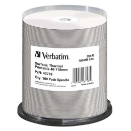 Verbatim CD-R, 43718, Thermal Surface For Rimage Prism, 100-pack, 700MB, 52x, cake box, do archiwizacji danych