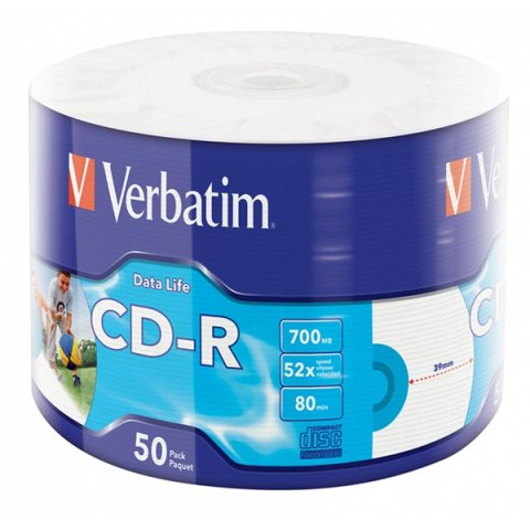 Verbatim CD-R, 43794, Inkjet Printable, 50-pack, 700MB, 50x, 12cm, wrap, do archiwizacji danych