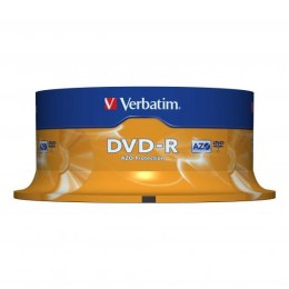 Verbatim DVD-R, 43522, DataLife PLUS, 25-pack, 4.7GB, 16x, 12cm, General, Advanced Azo+, cake box, Scratch Resistant, bez możliw