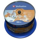 Verbatim DVD-R, 43533, DataLife PLUS, 50-pack, 4.7GB, 16x, 12cm, General, Advanced Azo+, cake box, Wide Printable-No ID Brand