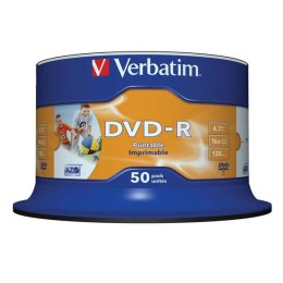 Verbatim DVD-R, 43533, DataLife PLUS, 50-pack, 4.7GB, 16x, 12cm, General, Advanced Azo+, cake box, Wide Printable-No ID Brand