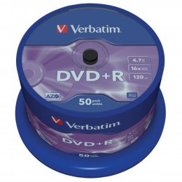 Verbatim DVD+R, 43550, DataLife PLUS, 50-pack, 4.7GB, 16x, 12cm, General, Advanced Azo+, cake box, Scratch Resistant, bez możliw