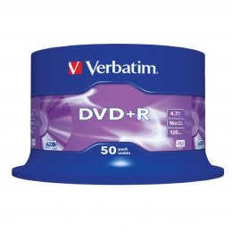 Verbatim DVD+R, 43550, DataLife PLUS, 50-pack, 4.7GB, 16x, 12cm, General, Advanced Azo+, cake box, Scratch Resistant, bez możliw