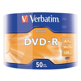 Verbatim DVD-R, 43791, DataLife, 50-pack, 4.7GB, 16x, 12cm, Matt Silver, wrap, do archiwizacji danych