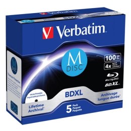 Verbatim MDISC, Lifetime archival BDXL, 100GB, jewel box, 43834, 4x, 5-pack