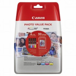 Canon oryginalny ink / tusz CLI-551XL C/M/Y/BK Photo Paper Value Pack, CMYK, blistr, 6443B006, Canon Pixma iP7250,iP8750,iX6850,
