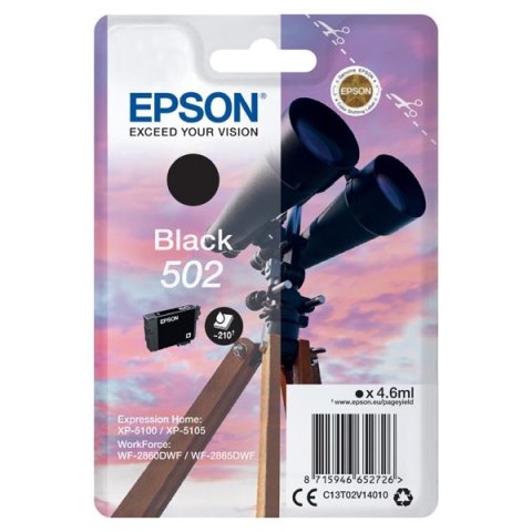 Epson oryginalny ink / tusz C13T02V14010, T02V140, 502, black, 210s, 4.6ml, Epson XP-5100, XP-5105, WF-2880dwf, WF2865dwf