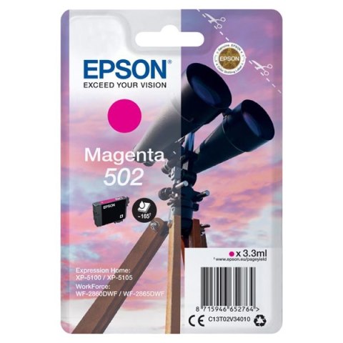 Epson oryginalny ink / tusz C13T02V34010, 502, T02V340, magenta, 165s, 3.3ml, Epson XP-5100, XP-5105, WF-2880dwf, WF2865dwf