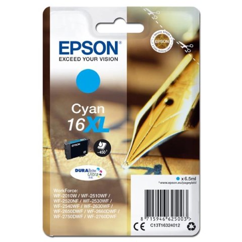 Epson oryginalny ink / tusz C13T16324012, T163240, 16XL, cyan, 6.5ml, Epson WorkForce WF-2540WF, WF-2530WF, WF-2520NF, WF-2010