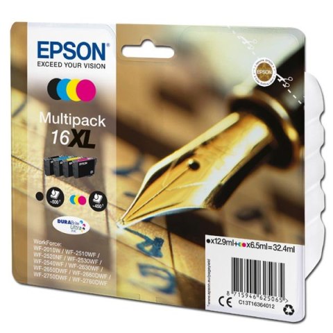 Epson oryginalny ink / tusz C13T16364012, T163640, 16XL, CMYK, 3x6.5/12.9ml, Epson WorkForce WF-2540WF, WF-2530WF, WF-2520NF, WF