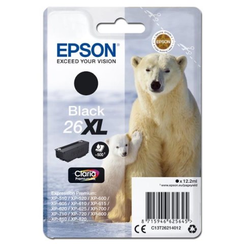 Epson oryginalny ink / tusz C13T26214012, T262140, 26XL, black, 12,2ml, Epson Expression Premium XP-800, XP-700, XP-600