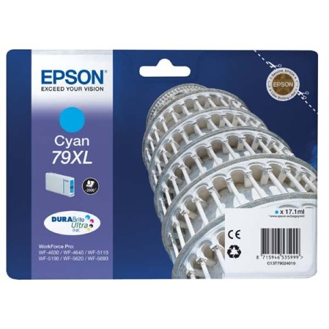 Epson oryginalny ink / tusz C13T79024010, 79XL, XL, cyan, 2000s, 17ml, 1szt, Epson WorkForce Pro WF-5620DWF, WF-5110DW, WF-5690D