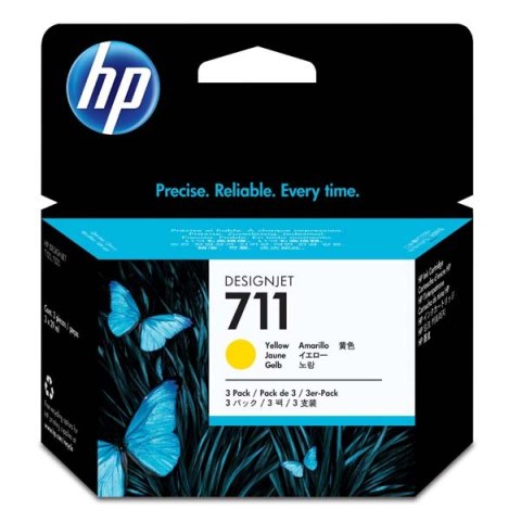 HP oryginalny ink / tusz CZ136A, HP 711, yellow, 3x29ml, 3szt, HP DesignJet T120, T520