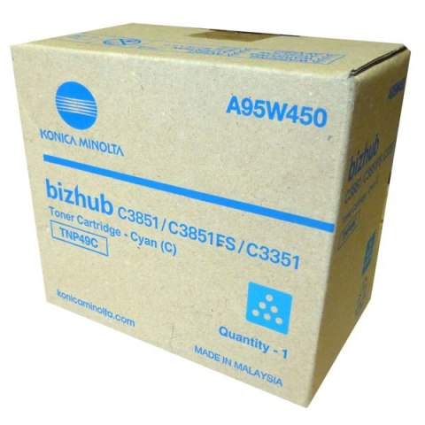 Konica Minolta oryginalny toner A95W450, cyan, 12000s, TNP-49C, Konica Minolta Bizhub C3351, Bizhub C3851, Bizhub C3851FS, O