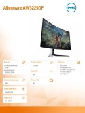 Monitor AW3225QF 31.6 cala Curved NVIDIA G-Sync Compatible 240Hz OLED 4K (3840x2160)/16:9/2xHDMI/5xUSB 3.2/3Y AES&PPE