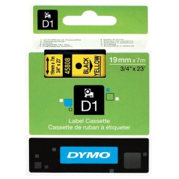 Dymo oryginalny taśma do drukarek etykiet, Dymo, 45808, S0720880, czarny druk/żółty podkład, 7m, 19mm, D1