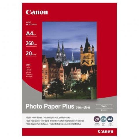 Canon Photo Paper Plus Semi-G, foto papier, półpołysk, satynowy typ biały, A4, 260 g/m2, 20 szt., SG-201 A4, atrament