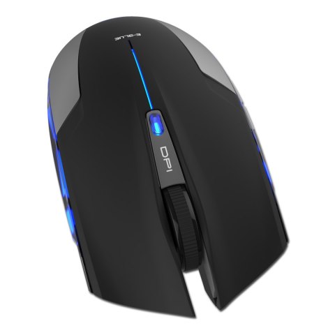 E-Blue Mysz Cobra Jr., 1750DPI, 2.4 [GHz], optyczna, 6kl., 1 scroll, bezprzewodowa, czarna, 2 szt AAA
