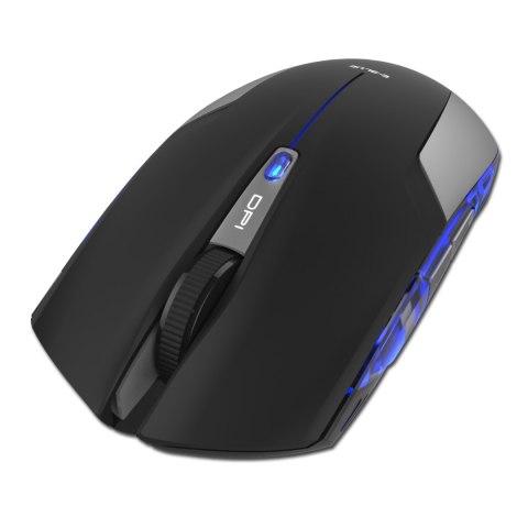 E-Blue Mysz Cobra Jr., 1750DPI, 2.4 [GHz], optyczna, 6kl., 1 scroll, bezprzewodowa, czarna, 2 szt AAA