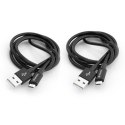 Kabel USB (2.0), USB A M reversible- USB micro M reversible, 1m, reversible, 3 czarny, Verbatim, box, 48874, 2szt, 2x100cm