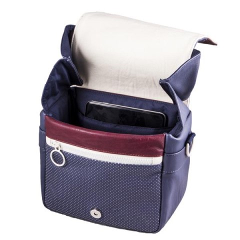 Torba na aparat fotograficzny, eko skóra/ poliester, niebieska, Urban Nomad Wind S, z paskiem, Smile