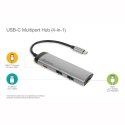 USB (3.1) hub 4-port, 49140, szara, délka kabelu 15cm, Verbatim, adapter USB C na 1x USB C, 1x USB A(3.0), 1x HDMI