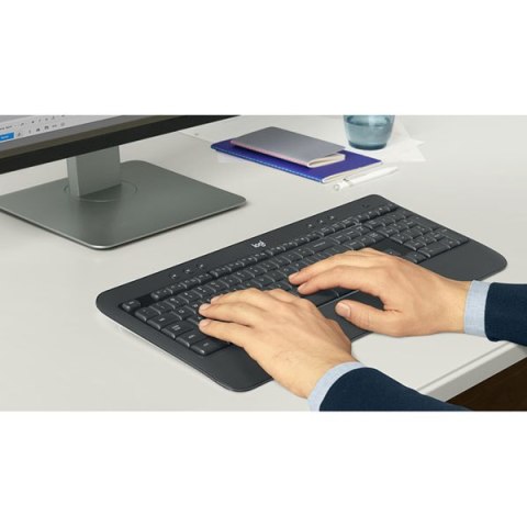 Logitech MK540, Zestaw klawiatur z myszą optyczną bezprzewodową, AA, US, multimedialny, odbiornik nano z technologią Logitech Un