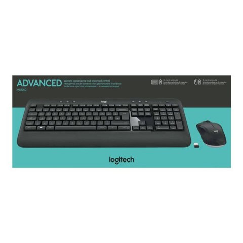 Logitech MK540, Zestaw klawiatur z myszą optyczną bezprzewodową, AA, US, multimedialny, odbiornik nano z technologią Logitech Un