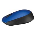 Logitech Mysz M171, 1000DPI, 2.4 [GHz], optyczna, 3kl., 1 scroll, bezprzewodowa, niebieska, 2 szt AA, do notebooka, uniwersalny