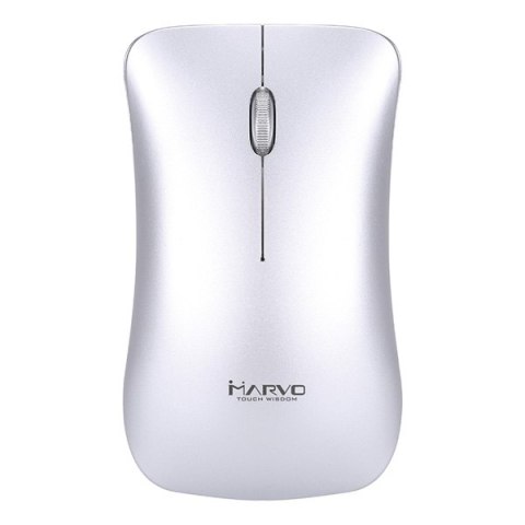 Marvo Mysz DWM102SL, 1600DPI, 2.4 [GHz], optyczna, 3kl., 1 scroll, bezprzewodowa, srebrna, wbudowany akumulator, biurowy