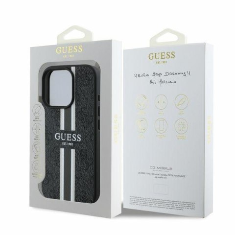 Guess GUHMP16LP4RPSK iPhone 16 Pro 6.3" czarny/black hardcase 4G Printed Stripes MagSafe
